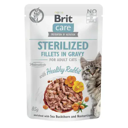 Вологий корм для стерилізованих котів Brit Care Cat Sterilized філе в соусі з кроликом 85 г