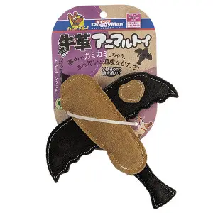 Жувальна іграшка для собак DoggyMan Leather Bird пташка з пищалкою, натуральна шкіра
