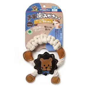Жувальна іграшка для собак DoggyMan Leather Lion with Rope лев з канатом, натуральна шкіра