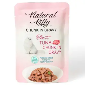 Natural Kitty Chunk in Gravy Chicken and Tuna Повноцінний вологий корм для котів у вигляді шматочків курки та тунця у соусі, 85 г