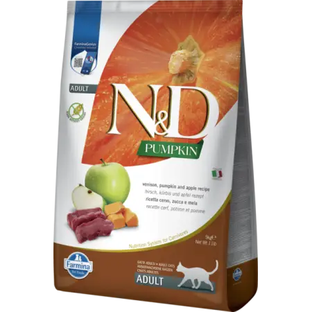 Беззерновой сухой корм N&D CAT PUMPKIN VENISON & APPLE ADULT с тыквой, олениной и яблоком 5 кг
