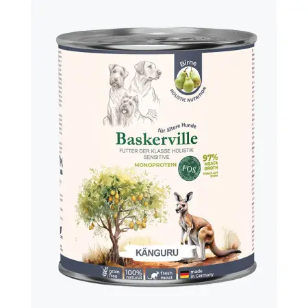 Baskerville КЕНГУРУ. Повнораціонний вологий корм класу холістик для собак з чутливим травленням та літніх собак, 800 г