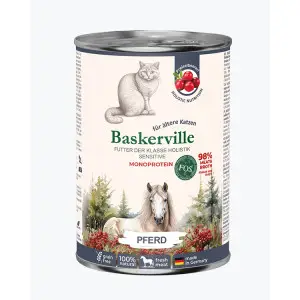 Baskerville КОНИНА. Повнораціонний вологий корм класу холістик для котів з чутливим травленням та літніх котів. 400 г
