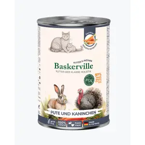 Baskerville ІНДИЧКА ТА КРОЛИК. Повнораціонний вологий корм класу холістик для кішок у період лактації та кошенят, 400 г