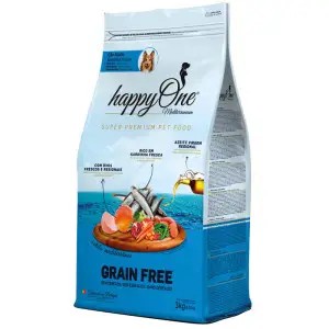 Беззерновий сухий корм happyOne Mediterraneum Adult Dog Fresh Sardine для дорослих собак зі свіжою сардиною 3 кг