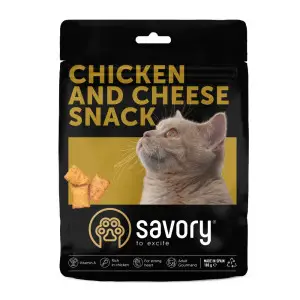 Хрумкі ласощі Savory Cats Snacks Pillows Gourmand with Chicken and Cheese для дорослих вибагливих котів, подушечки з куркою та сиром, 180 г