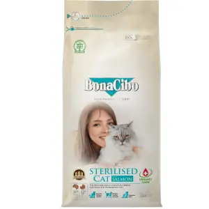 Повнораціонний сухий корм супер преміум класу BONACIBO Sterilised Cat with Salmon з лососем для дорослих стерилізованих котів та котів із зайвою вагою 2 кг