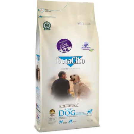 Сухий корм BonaCibo Adult Dog Small Breed Chicken&Rice with Anchovy з куркою, рисом та анчоусами для собак малих порід 4 кг