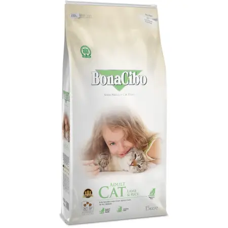 Сухий корм BonaCibo Adult Cat Lamb&Rice для дорослих котів з ягням та рисом 15 кг
