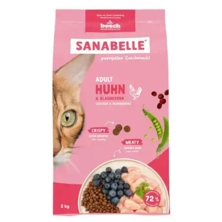 Сухий корм Bosch Sanabelle Adult для дорослих котів, курка з чорницею, 2 кг