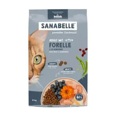 Сухий корм Bosch Sanabelle Adult для дорослих котів, форель з чорницею, 8 кг