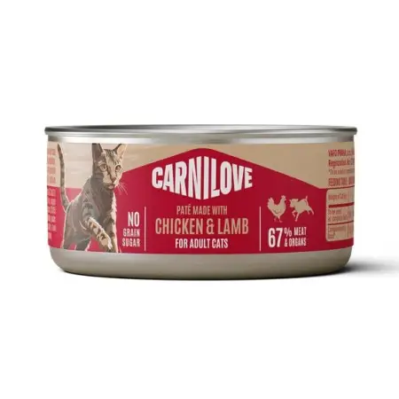 Вологий корм Carnilove Chicken & Lamb для котів паштет курка і ягня 100 г