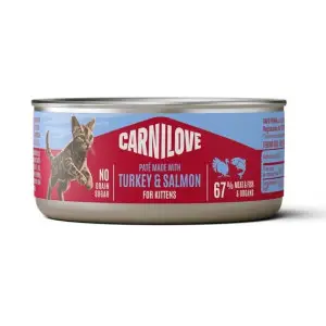 Вологий корм Carnilove Turkey & Salmon для кошенят паштет індичка і лосось 100 г