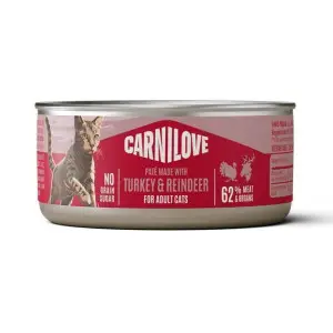 Вологий корм Carnilove Turkey & Reindeer для котів паштет індичка і північний олень 100 г