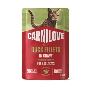 Вологий корм Carnilove Gravy Duck with Catnip для котів качка і котяча м'ята в соусі 85 г