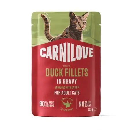 Вологий корм Carnilove Gravy Duck with Catnip для котів качка і котяча м'ята в соусі 85 г