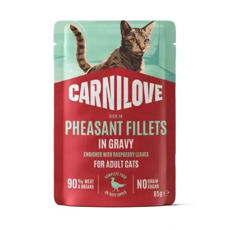 Вологий корм Carnilove Gravy Pheasant with Raspberry Leaves для котів фазан і листя малини в соусі 85 г