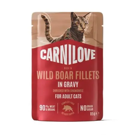 Вологий корм Carnilove Gravy Wild Boar with Chamomile для котів дикий кабан і ромашка в соусі 85 г