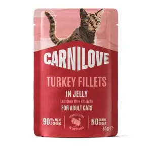 Вологий корм Carnilove Jelly Turkey with Valerian для котів індичка і валеріана в желе 85 г