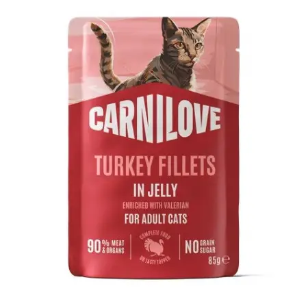 Вологий корм Carnilove Jelly Turkey with Valerian для котів індичка і валеріана в желе 85 г