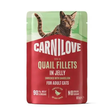 Вологий корм Carnilove Jelly Quail with Dandelion для котів перепілка і кульбаба в желе 85 г