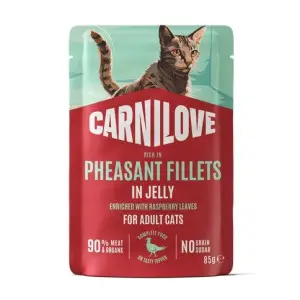 Вологий корм Carnilove Jelly Pheasant with Raspberry Leaves для котів фазан і листя малини в желе 85 г