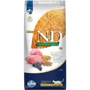 Низькозерновий сухий корм Farmina N&D Low Grain Lamb & Blueberry Neutered Adult для стерилізованих кішок ягня, чорниця 10 кг