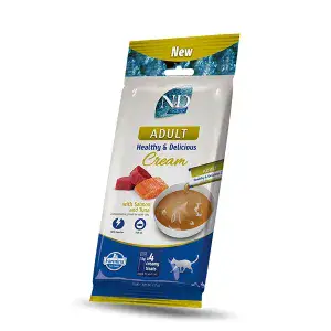 Рідкі ласощі для котів Farmina N&D GF Ocean Cat Cream Tuna & Salmon з тунцем та лососем, 4 х 15 г