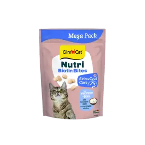 Вітаміни GimCat Nutri Biotin Bites для дорослих котів для покращення стану шкіри та шерсті з маскарпоне та біотином 425 г