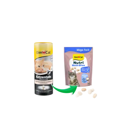 Вітаміни GimCat Nutri Biotin Bites для дорослих котів для покращення стану шкіри та шерсті з маскарпоне та біотином 425 г