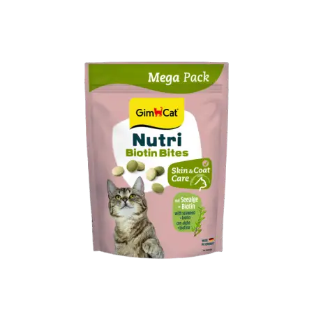 Вітамінізовані ласощі GimCat Nutri Biotin Bites для котів для покращення стану шерсті та шкіри з морськими водоростями 425 г