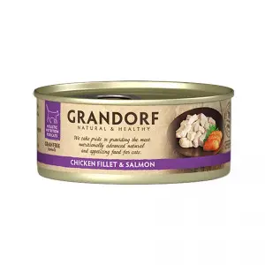 Консерви GRANDORF для кішок Куряча грудка з лососем 70 г
