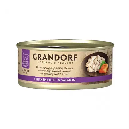 Консервы GRANDORF для кошек Куриная грудка с лососем 70 г