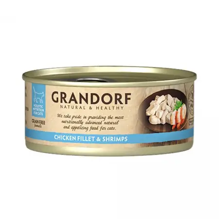 Консерви GRANDORF для кішок Куряча грудка з креветками 70 г