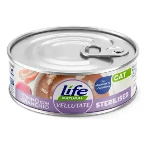 Влажный корм Lifecat Vellutate Wet sterilized tuna with crab, паштет с тунцем и крабом для стерилизованных кошек 70 г