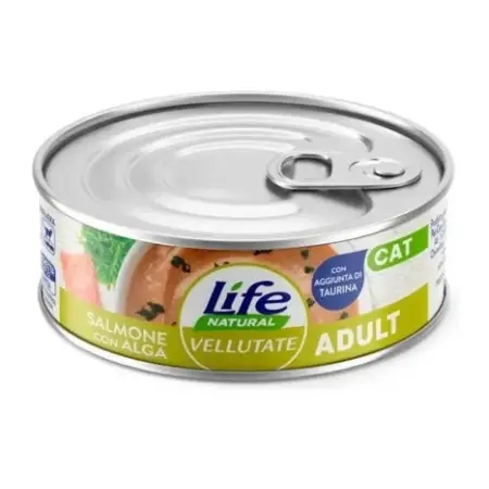 Вологий корм Lifecat Vellutate Wet salmon with seaweed для котів паштет лосось з морськими водоростями 70 г