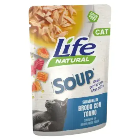 Влажный корм LifeCat Soup Salmon in broth with tuna для кошек, лосось в бульоне с тунцем, 60 г