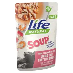 Вологий корм LifeCat Soup Tuna in broth with shrimps seafood для котів Суп Тунець з креветками в бульйоні з морепродуктами 60 гр