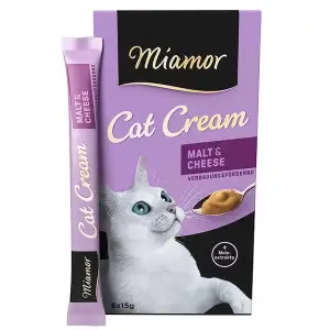 Рідкі ласощі для котів Miamor Cream Malt & Cheese крем з солодом і сиром для виведення шерсті 6 шт по 15 г