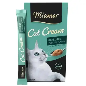 Жидкое лакомство для кошек Miamor Cream Geflügel крем с мясом птицы и биотином 6 шт по 15 г