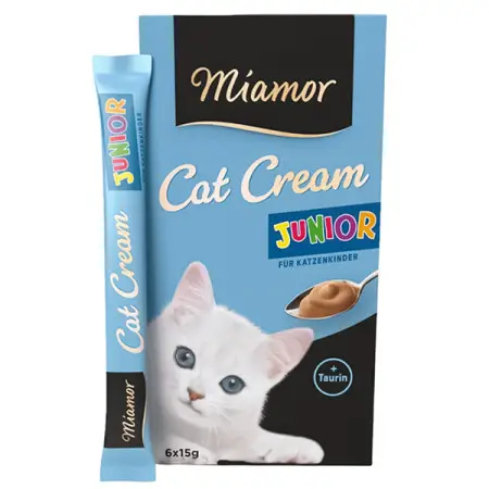 Рідкі ласощі для кошенят Miamor Cream Junior крем з м'ясом птиці та таурином 6 шт по 15 г