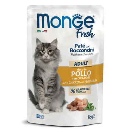 Вологий корм Monge Cat Wet FRESH Adult для дорослих котів з куркою та овочами 85 г