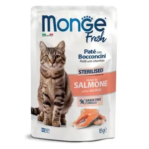 Вологий корм Monge Cat Wet FRESH Sterilised для стерилізованих котів з лососем 85 г