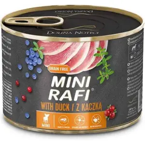 Вологий корм для дорослих собак малих порід Dolina Noteci RAFI Mini паштет качка, лохина і журавлина 185 г