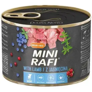 Вологий корм для дорослих собак малих порід Dolina Noteci RAFI Mini паштет ягня, лохина і журавлина 185 г