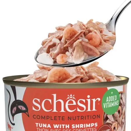 Повнораціонний вологий корм консерви для котів Schesir Tuna with Shrimps тунець з креветками в желе 85г