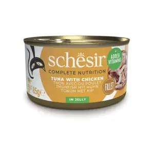 Повнораціонний вологий корм консерви для котів Schesir Tuna and Chicken тунець з курячим філе в желе 85г