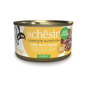 Повнораційний вологий корм Schesir Tuna with Surimi для дорослих котів з тунцем та сурімі в желе 85 г