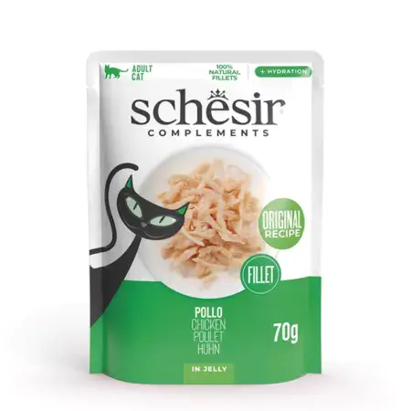 Вологий корм консерви для котів Schesir Chicken курка в желе - пауч 70г