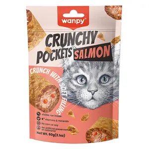 Ласощі для котів Wanpy Crunchy Pockets Salmon & Roe хрусткі подушечки з лососем та ікрою 60г